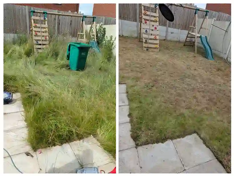 Patio and fencing work in a Manchester garden by EU Gardening Services